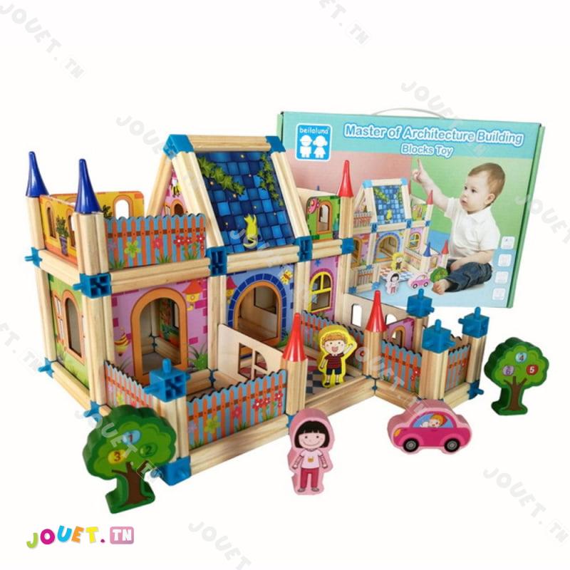 architecture-building-block-128pcs-bois jeux de construction